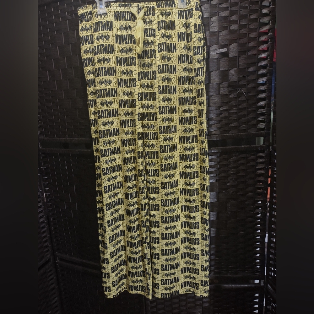 Yellow Batman Logo Sleep Pants Mens Size L 